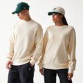 New Era Script Waffle Light Beige Crew Neck Sweater-klyvox