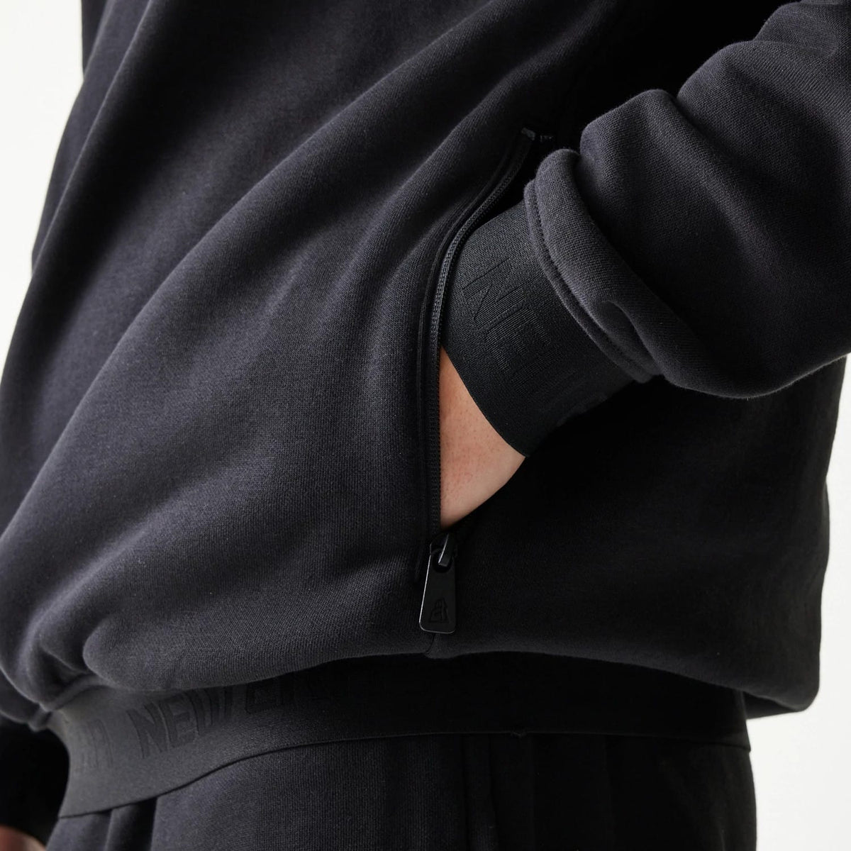 New Era Tech Black Oversized Pullover Hoodie-klyvox