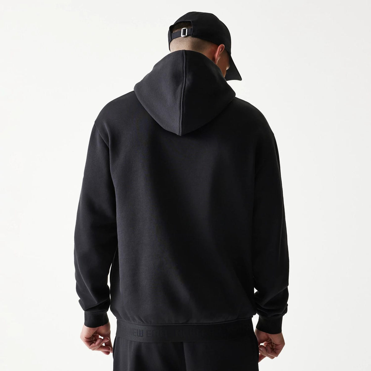 New Era Tech Black Oversized Pullover Hoodie-klyvox