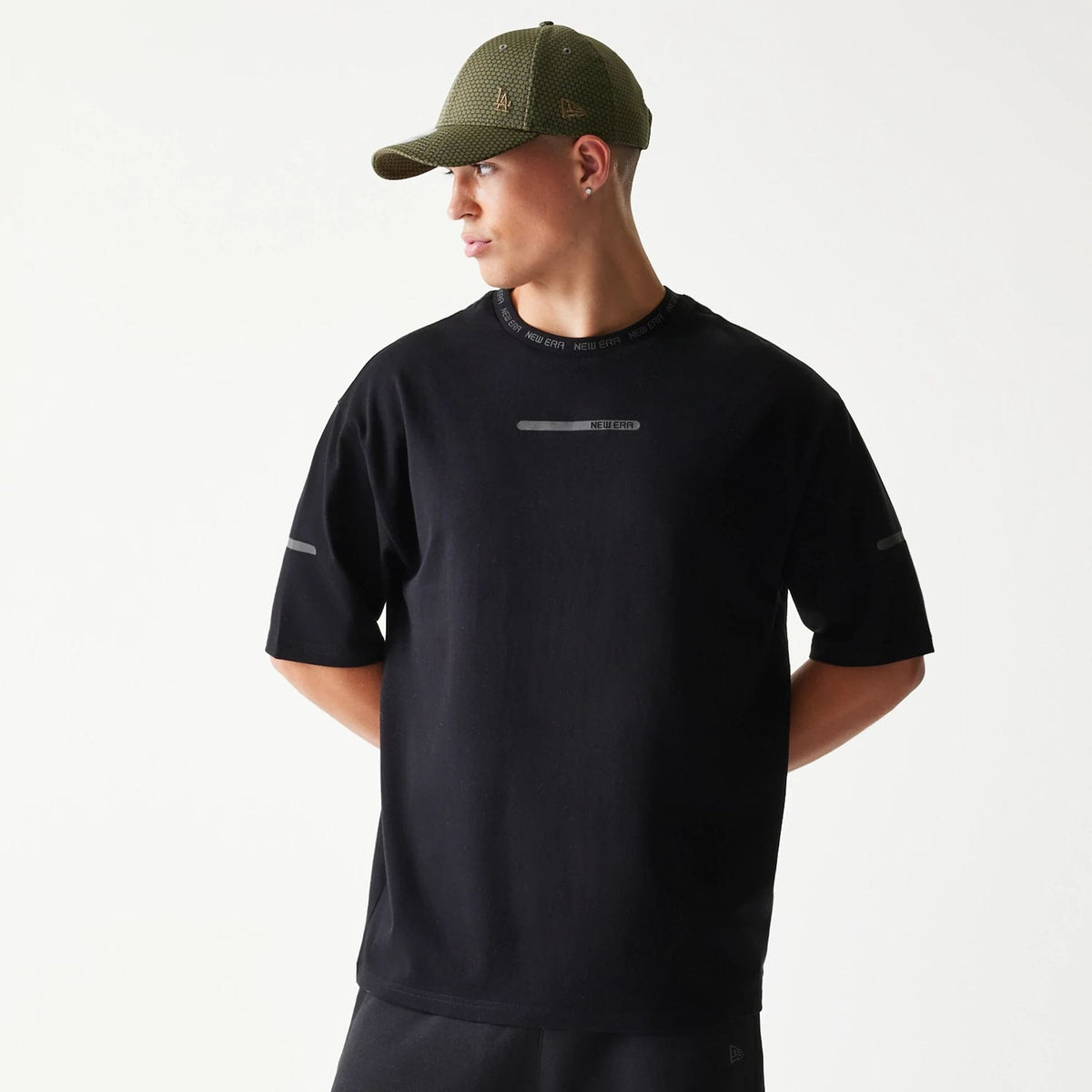 New Era Tech Black Oversized T-Shirt-klyvox