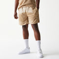New Era Mesh Graphic Light Beige Oversized Shorts-klyvox