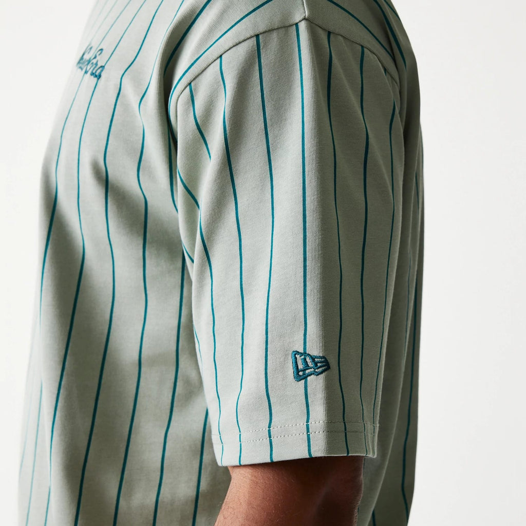 New Era Pinstripe Pastel Green Oversized T-Shirt-klyvox
