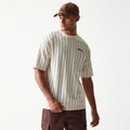New Era Pinstripe Light Beige Oversized T-Shirt-klyvox