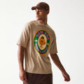 New Era Orange Fruit Graphic Light Beige Oversized T-Shirt-klyvox