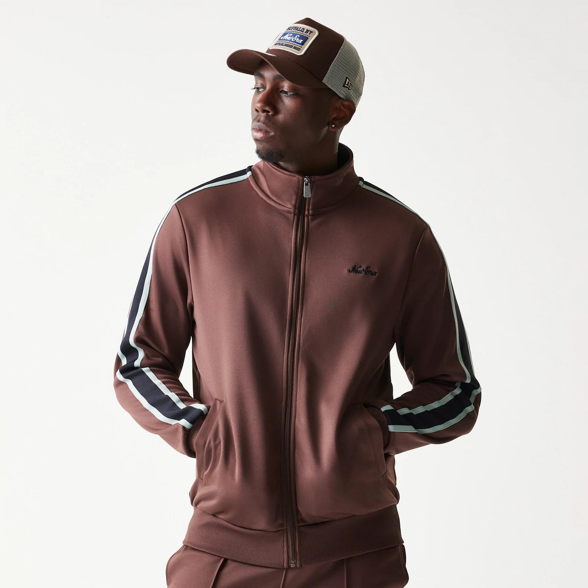 New Era Script Brown Track Jacket-klyvox