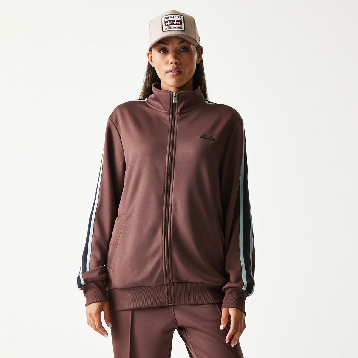 New Era Script Brown Track Jacket-klyvox