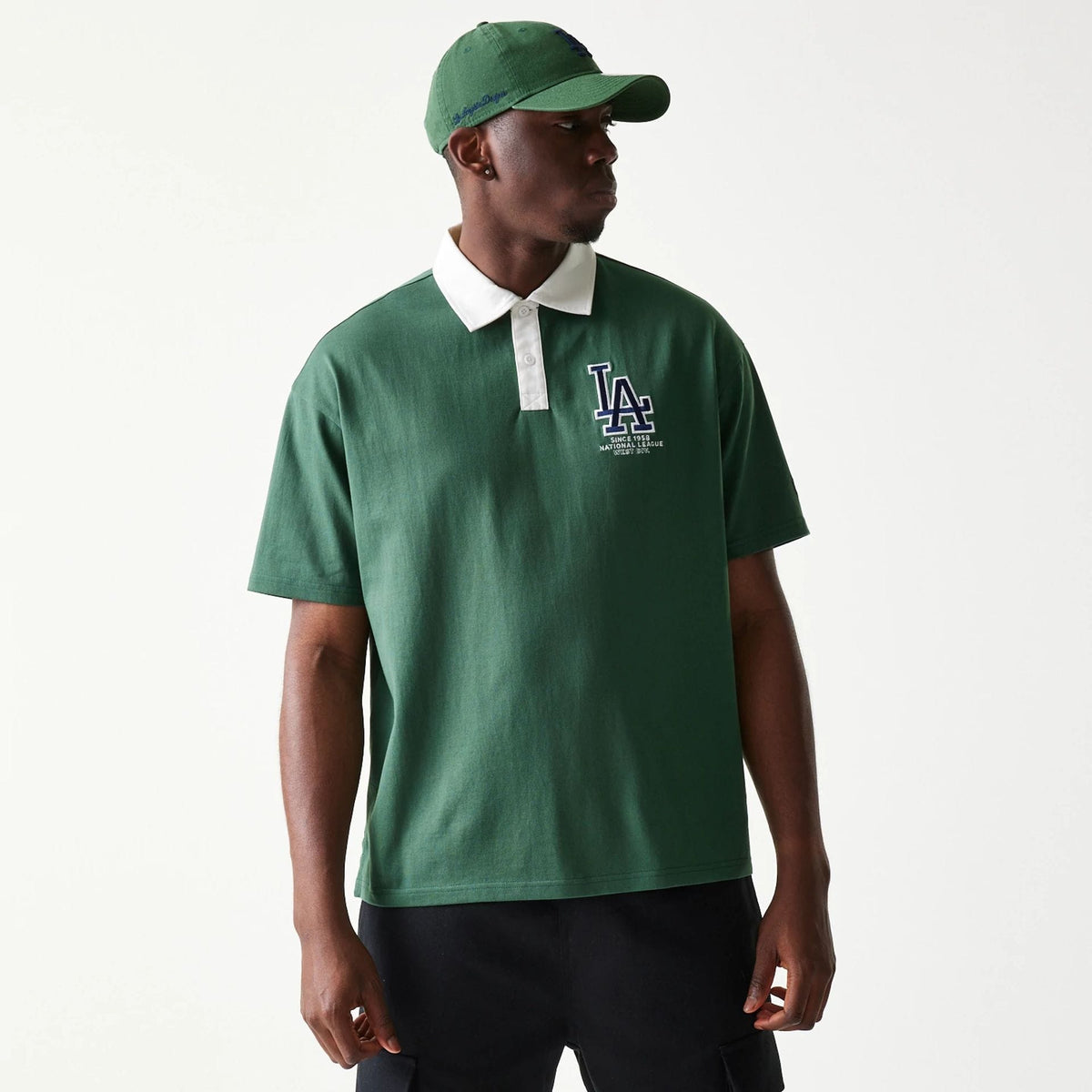 LA Dodgers MLB Dark Green Oversized Polo T-Shirt-klyvox