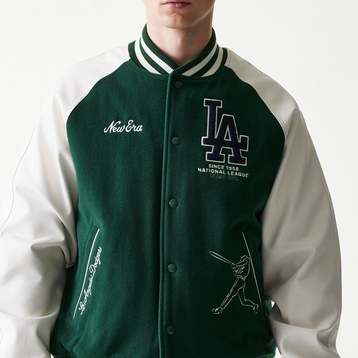 LA Dodgers MLB Dark Green Varsity Jacket-klyvox