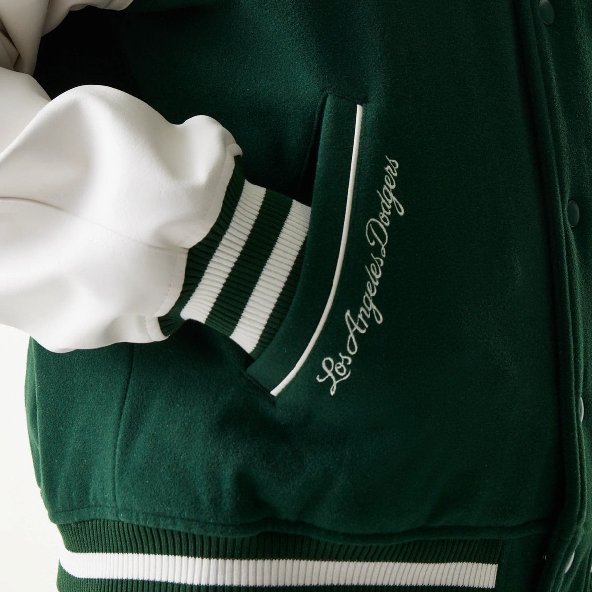 LA Dodgers MLB Dark Green Varsity Jacket-klyvox