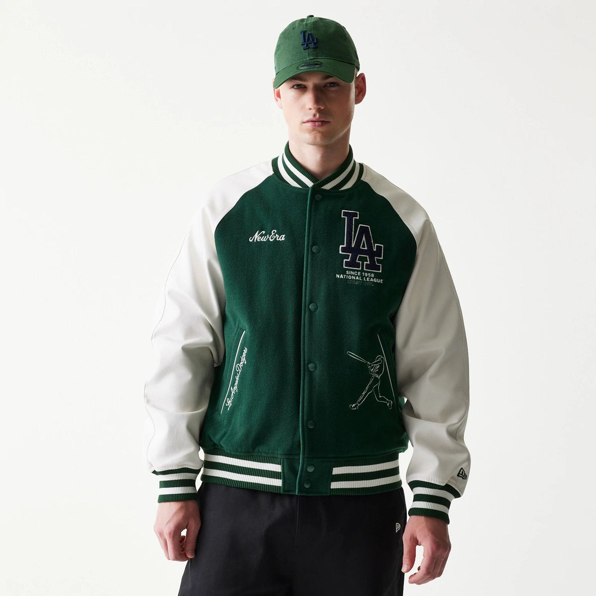 LA Dodgers MLB Dark Green Varsity Jacket-klyvox