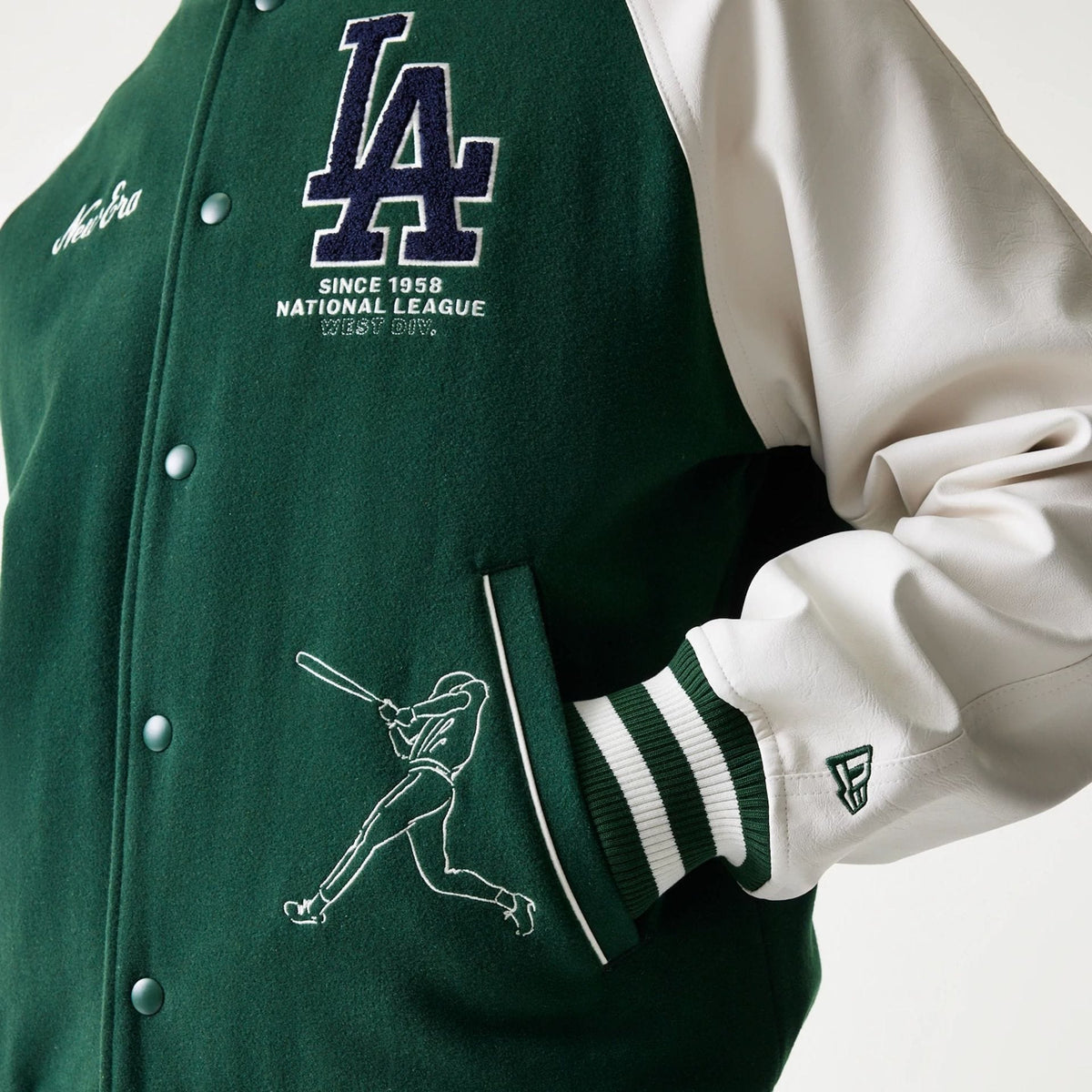 LA Dodgers MLB Dark Green Varsity Jacket-klyvox