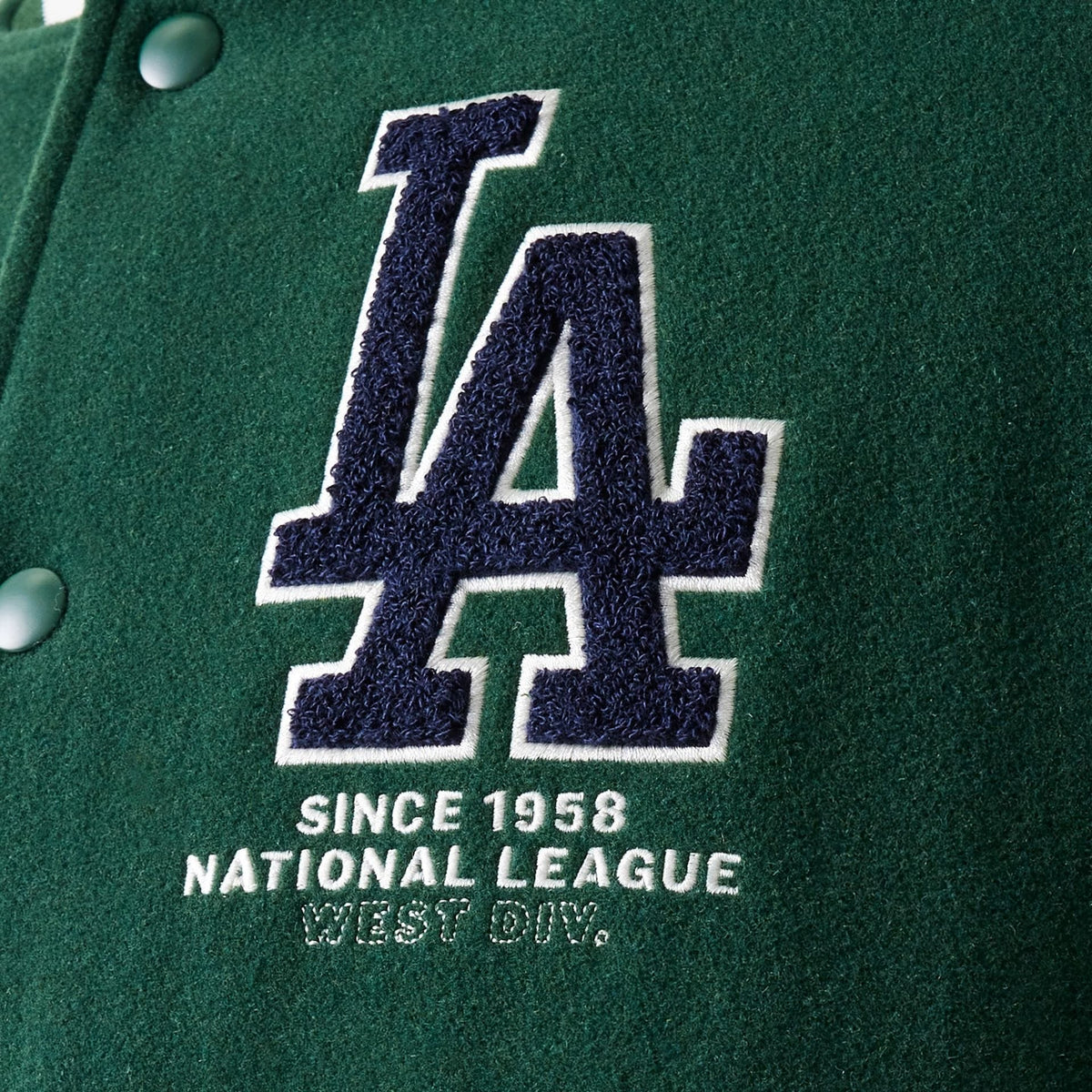 LA Dodgers MLB Dark Green Varsity Jacket-klyvox
