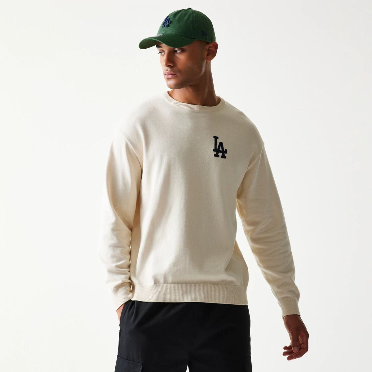 LA Dodgers MLB Essential Open White Knitted Sweater-klyvox