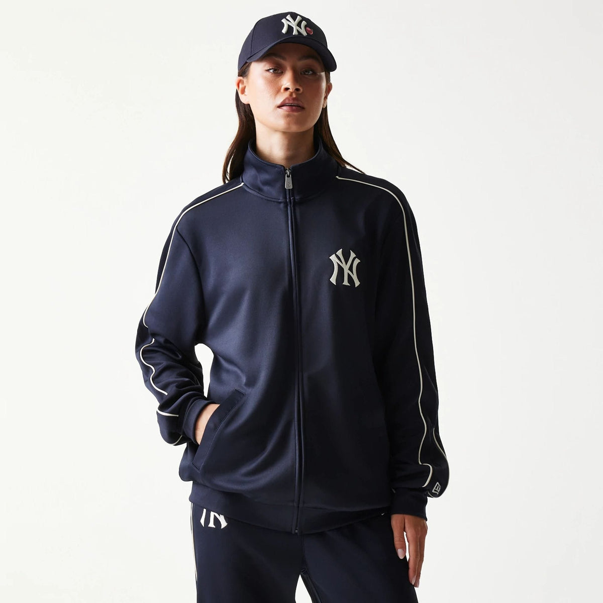 New York Yankees MLB Piping Navy Track Jacket-klyvox