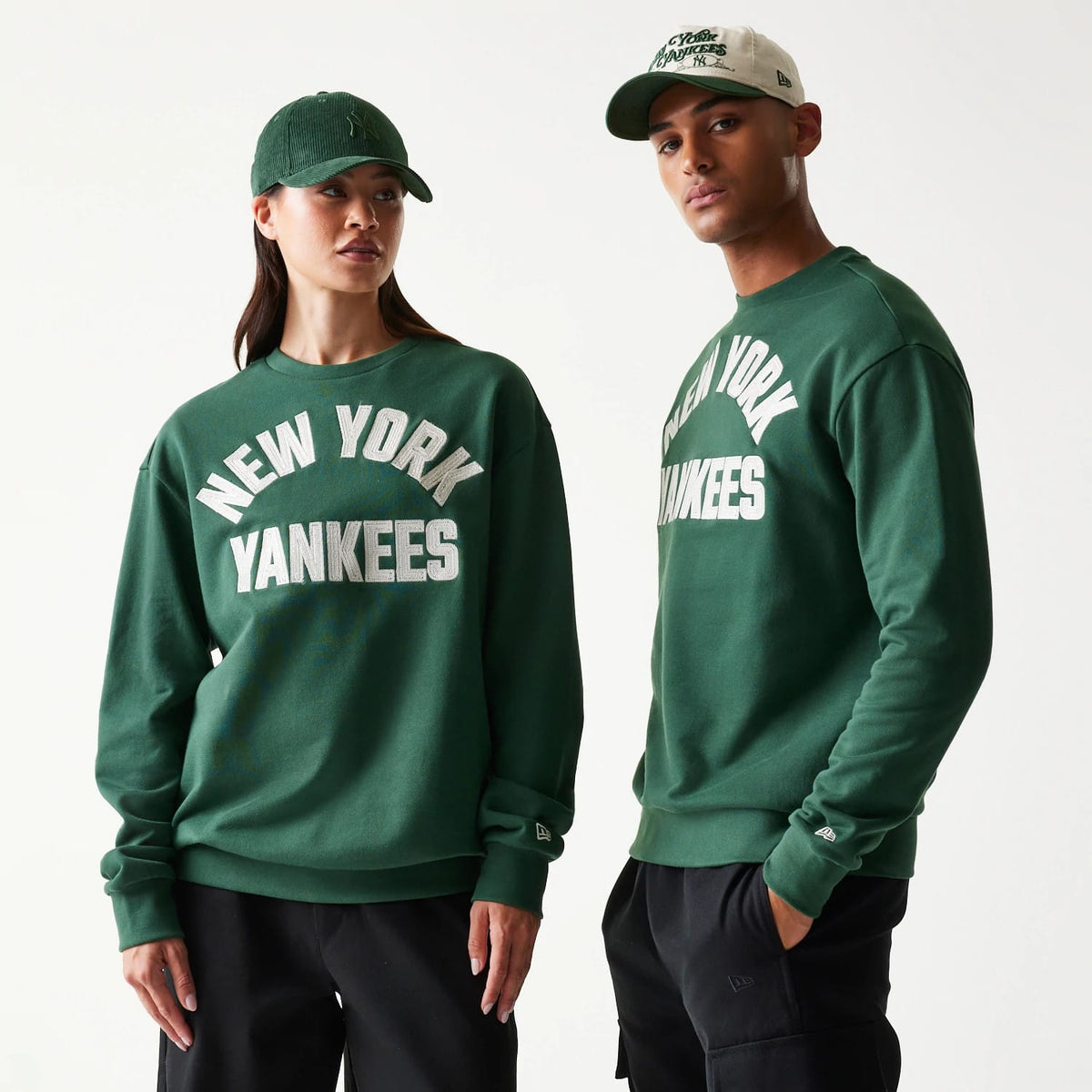 New York Yankees MLB Graphic Dark Green Oversized Crew Neck Sweater-klyvox