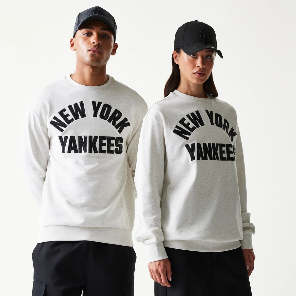 New York Yankees MLB Graphic Pastel Grey Oversized Crew Neck Sweater-klyvox
