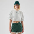 Womens New Era Pinstripe Pastel Grey Cropped T-shirt-klyvox