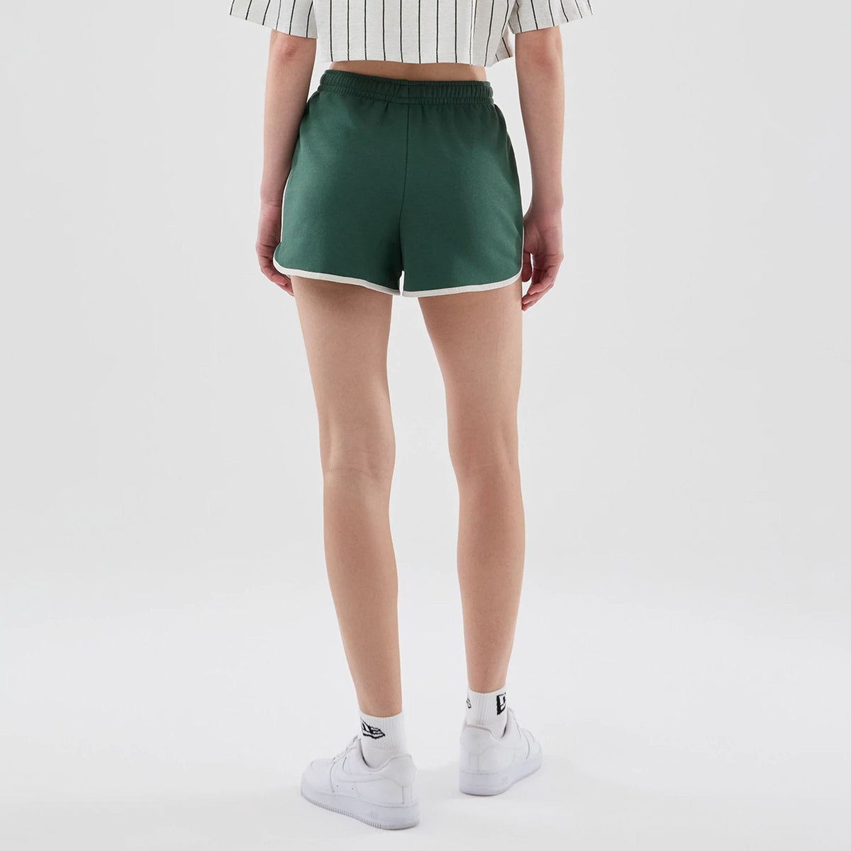 Womens New Era Dark Green Track Shorts-klyvox