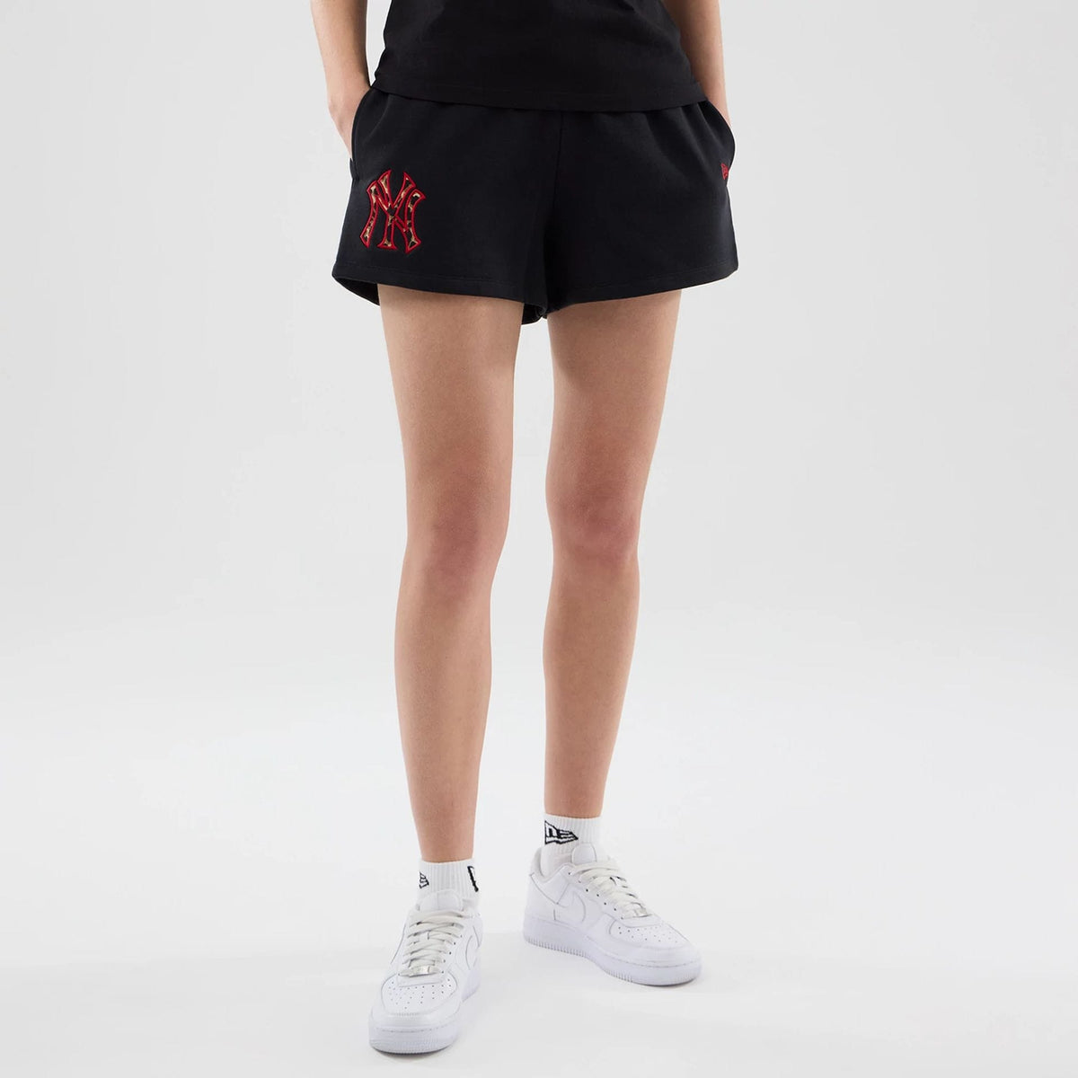 New York Yankees Womens MLB Infill Black Shorts-klyvox