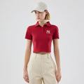 New York Yankees Womens MLB Dark Red Cropped Slim Polo T-shirt-klyvox