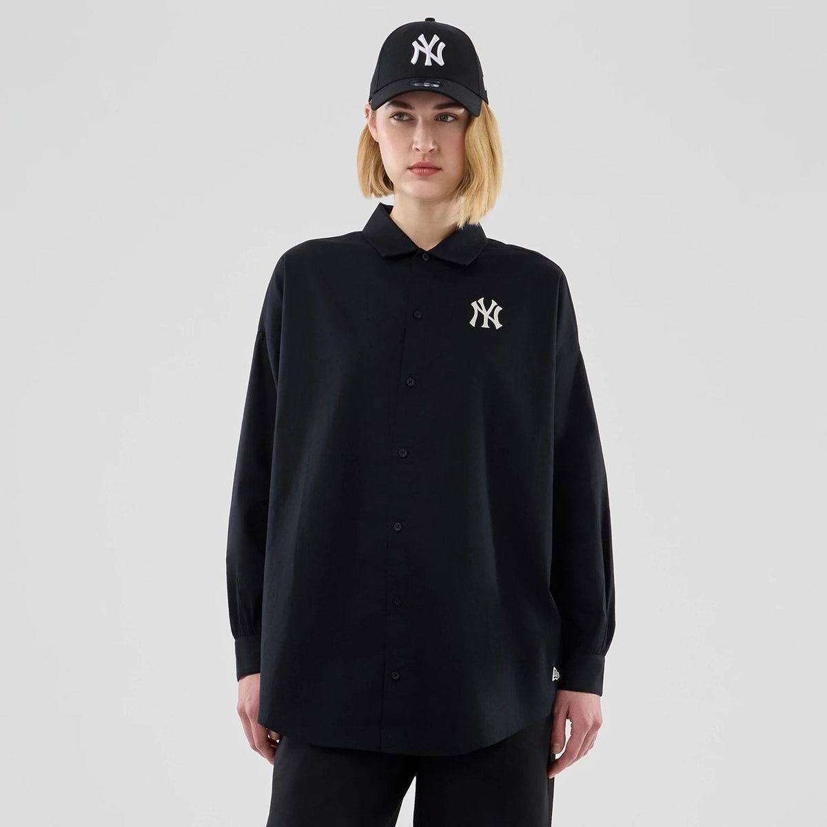 New York Yankees Womens MLB Shirt Black Long Sleeve Shirt-klyvox