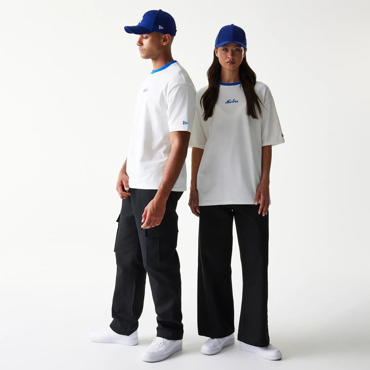 New Era Script White Oversized T-Shirt-klyvox