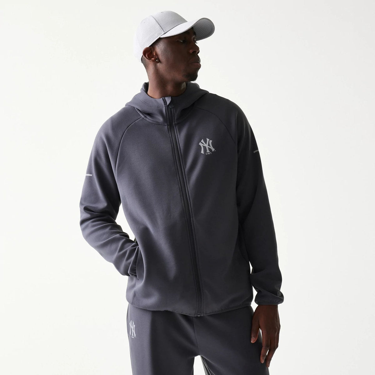 New York Yankees MLB Dark Grey Full Zip Hoodie-klyvox
