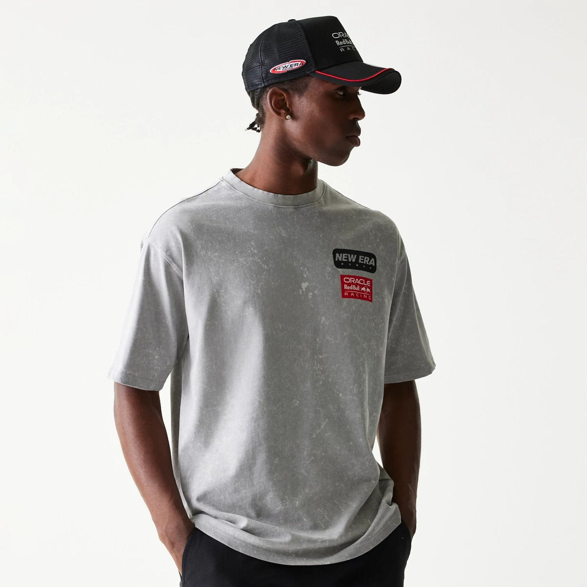 Red Bull Racing Linear Graphic Grey Oversized T-Shirt-klyvox