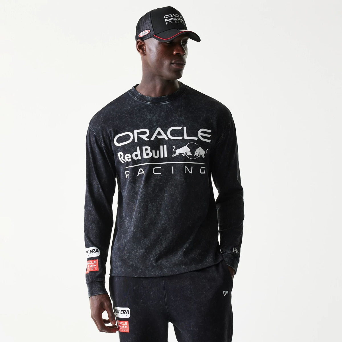 Red Bull Racing Linear Graphic Black Long Sleeve T-Shirt-klyvox