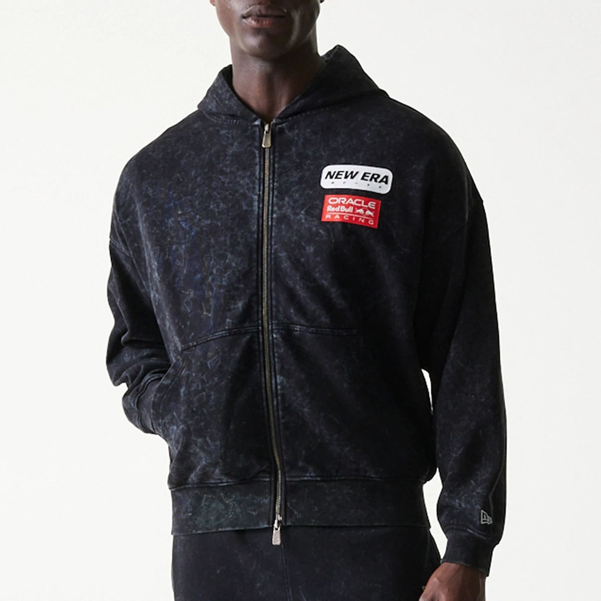 Red Bull Racing Dropped Shoulder Black Dropped Shoulder Full Zip Hoodie-klyvox