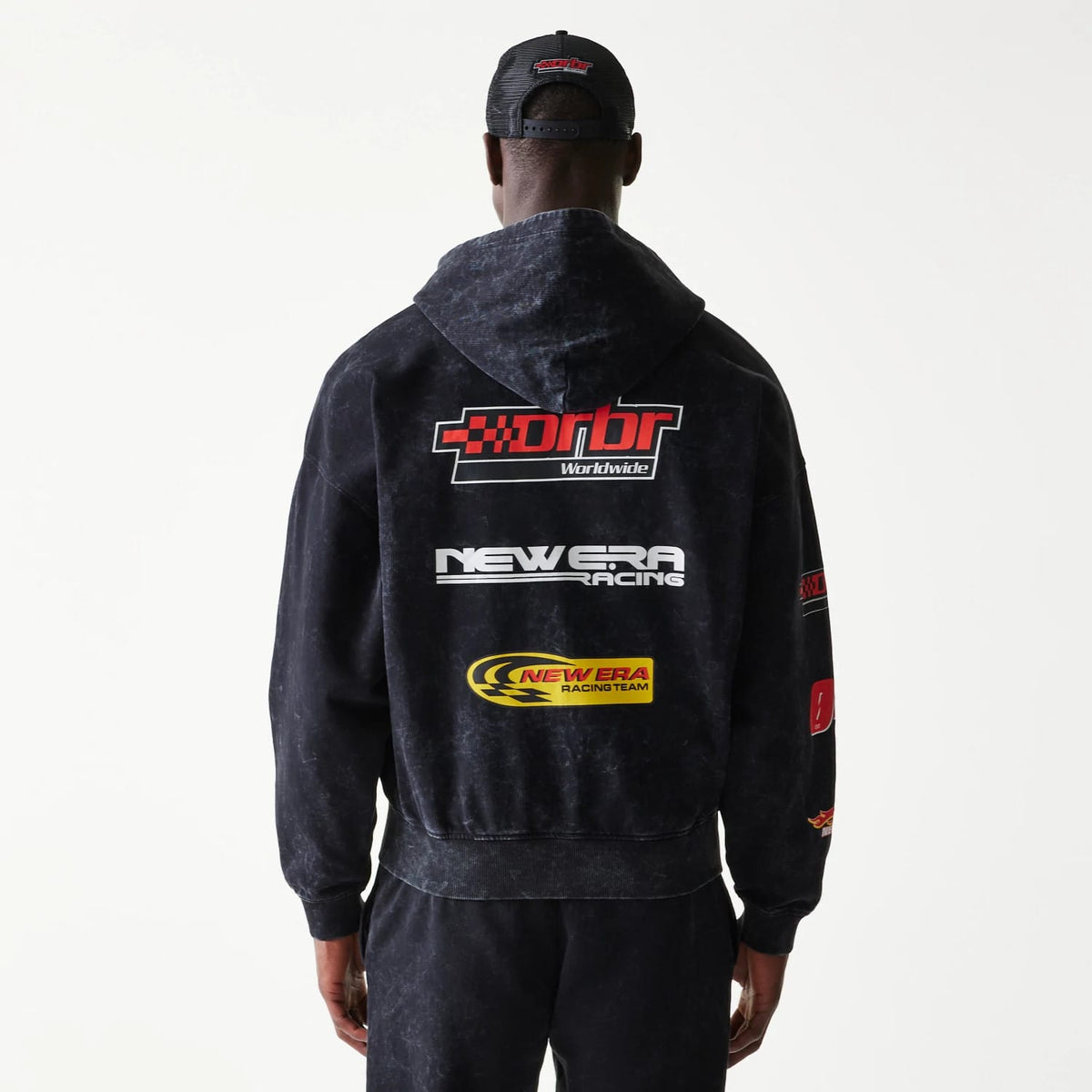 Red Bull Racing Graphic Black Dropped Shoulder Full Zip Hoodie-klyvox