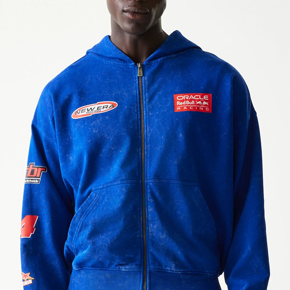 Red Bull Racing Graphic Blue Dropped Shoulder Full Zip Hoodie-klyvox