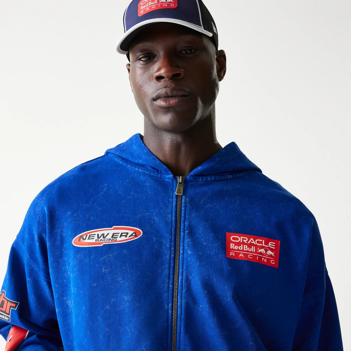Red Bull Racing Graphic Blue Dropped Shoulder Full Zip Hoodie-klyvox