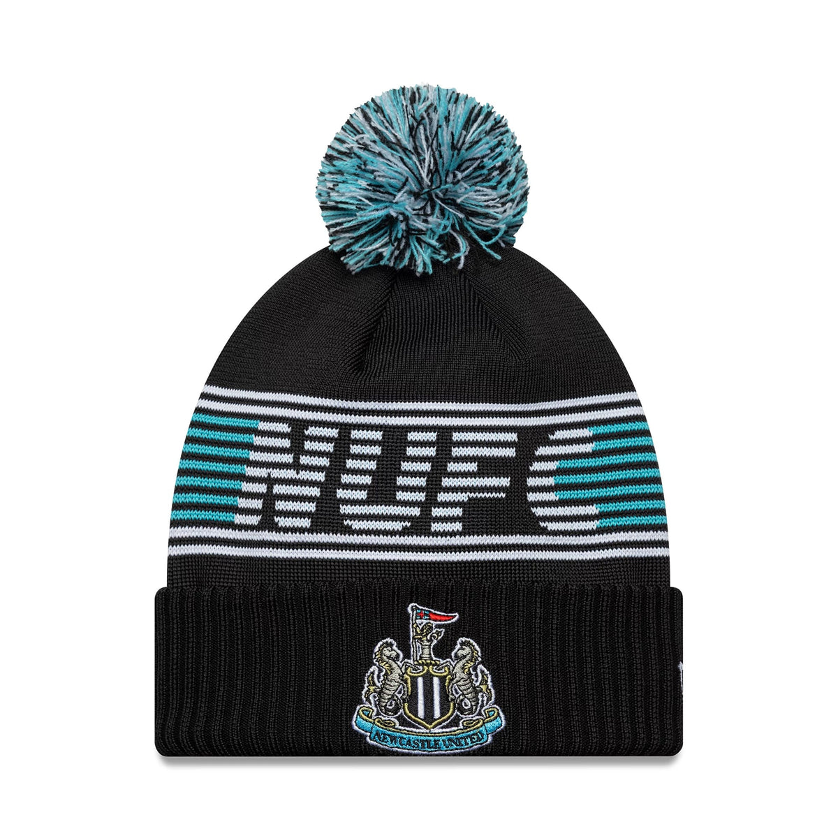 Newcastle United FC Black Bobble Knit Beanie Hat-klyvox