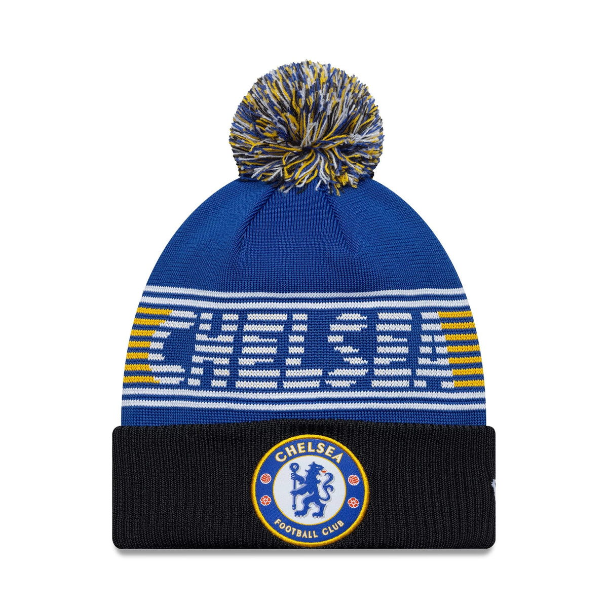 Chelsea FC Lion Crest Blue Bobble Knit Beanie Hat-klyvox