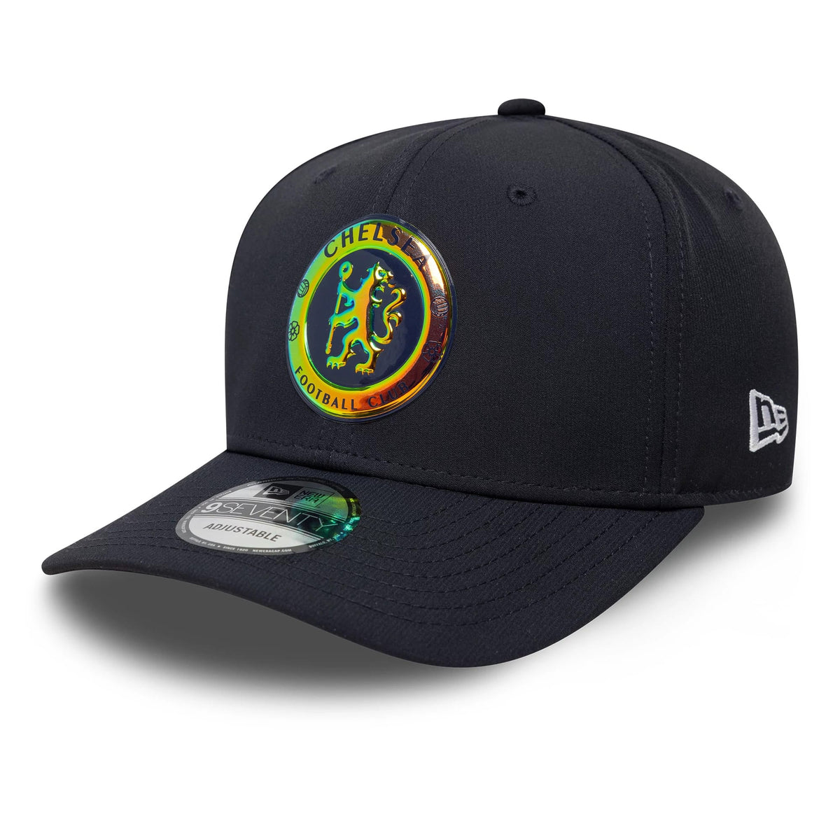 Chelsea FC Lion Crest Iridescent Navy 9SEVENTY Stretch Snap Cap-klyvox