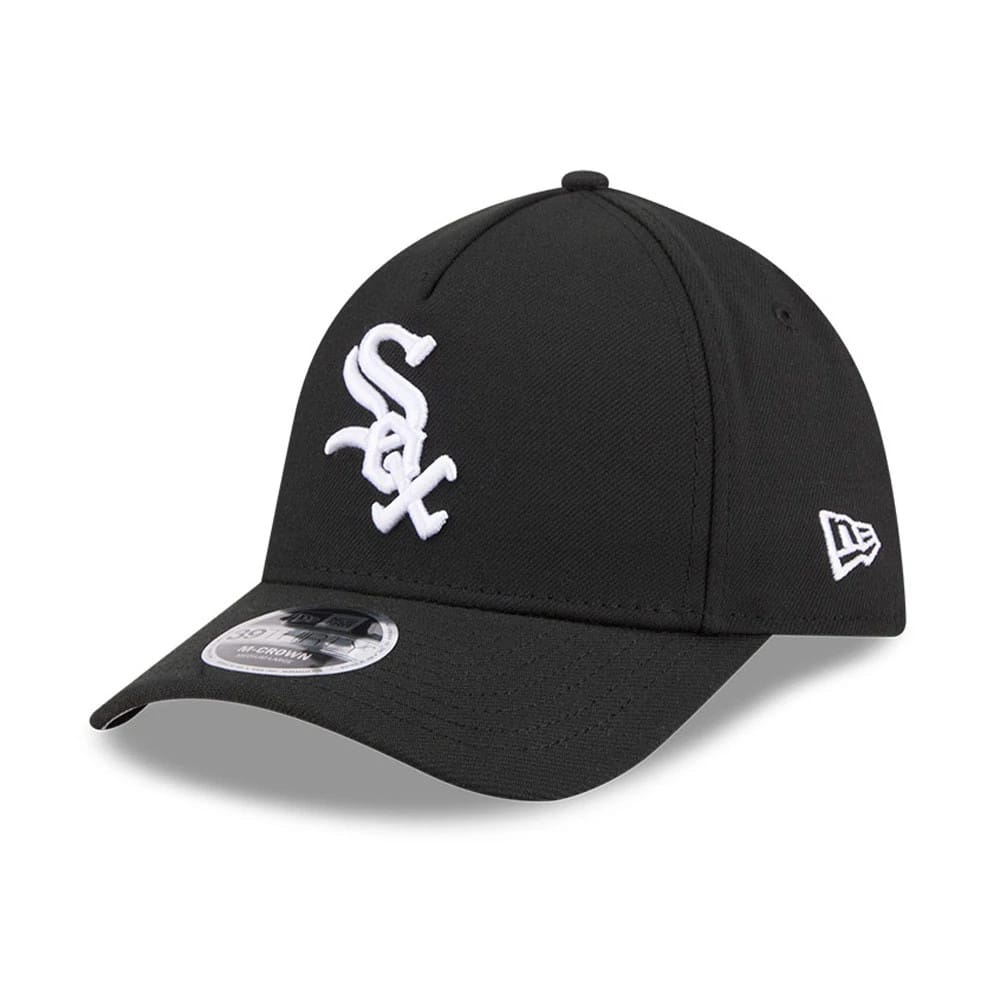 Chicago White Sox MLB Black 39THIRTY M-Crown A-Frame Stretch Fit Cap-klyvox