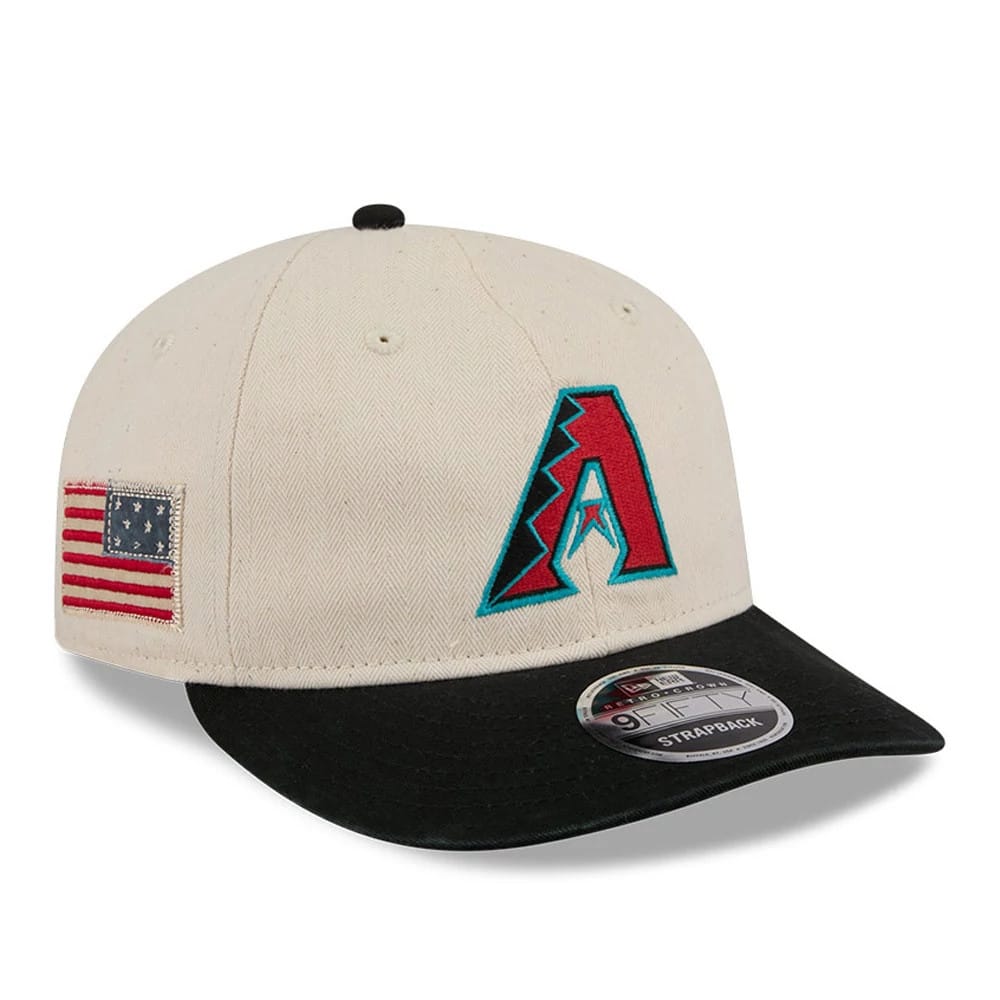 Arizona Diamondbacks MLB Americana Herringbone White Retro Crown 9FIFTY Adjustable Cap-klyvox