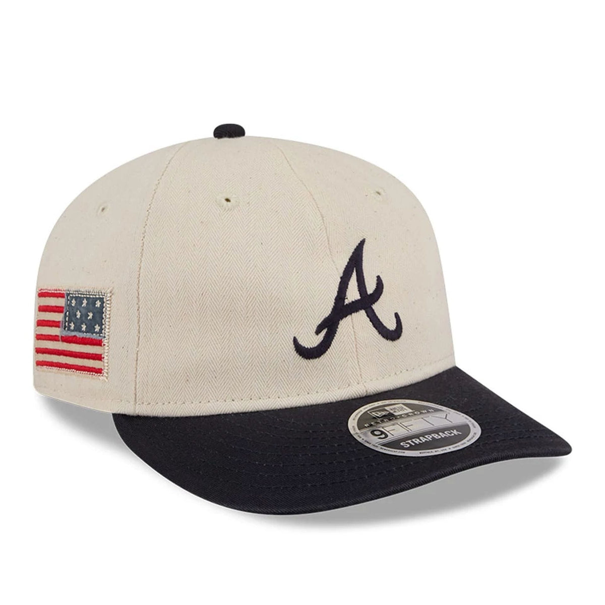 Atlanta Braves MLB Americana Herringbone White Retro Crown 9FIFTY Adjustable Cap-klyvox