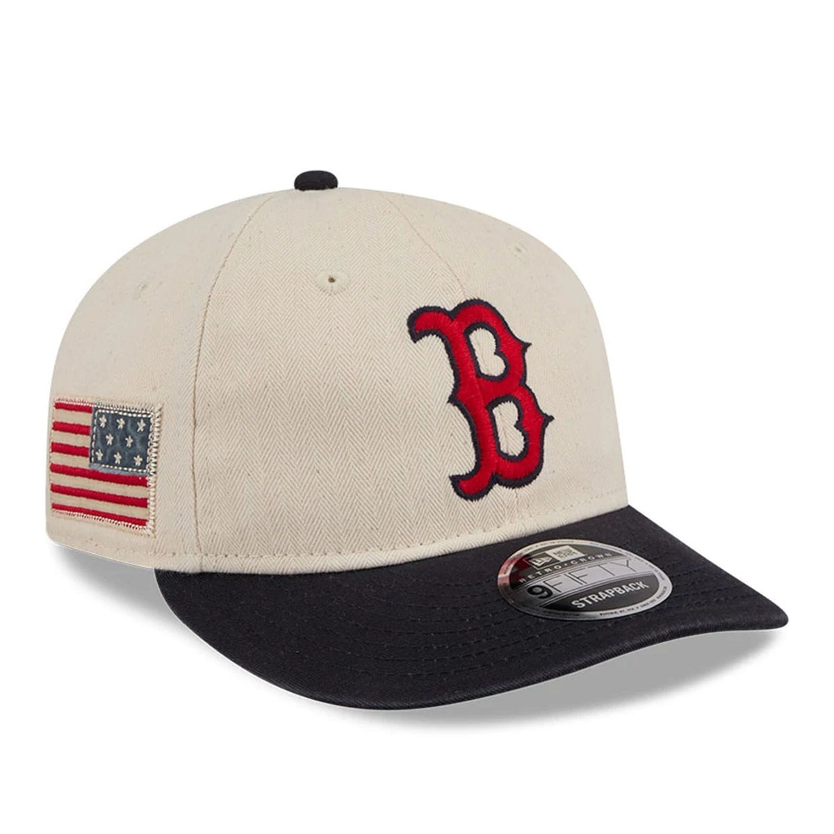 Boston Red Sox MLB Americana Herringbone White Retro Crown 9FIFTY Adjustable Cap-klyvox