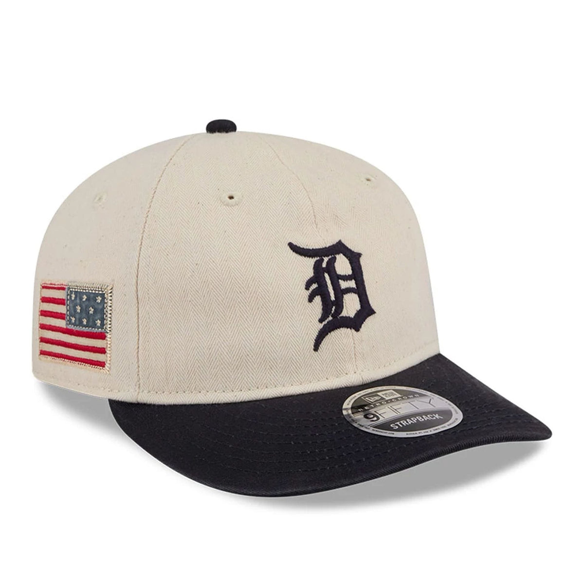 Detroit Tigers MLB Americana Herringbone White Retro Crown 9FIFTY Adjustable Cap-klyvox