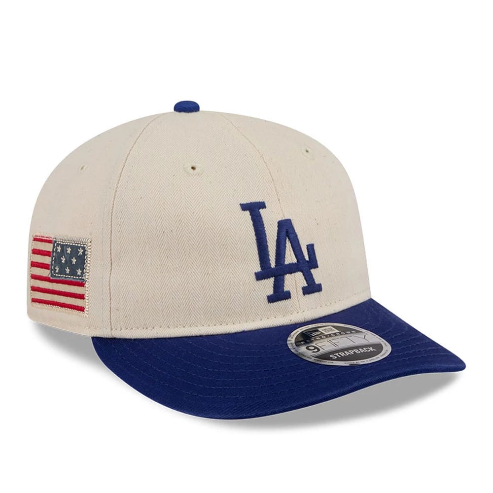 LA Dodgers MLB Americana Herringbone Dark White Retro Crown 9FIFTY Adjustable Cap-klyvox