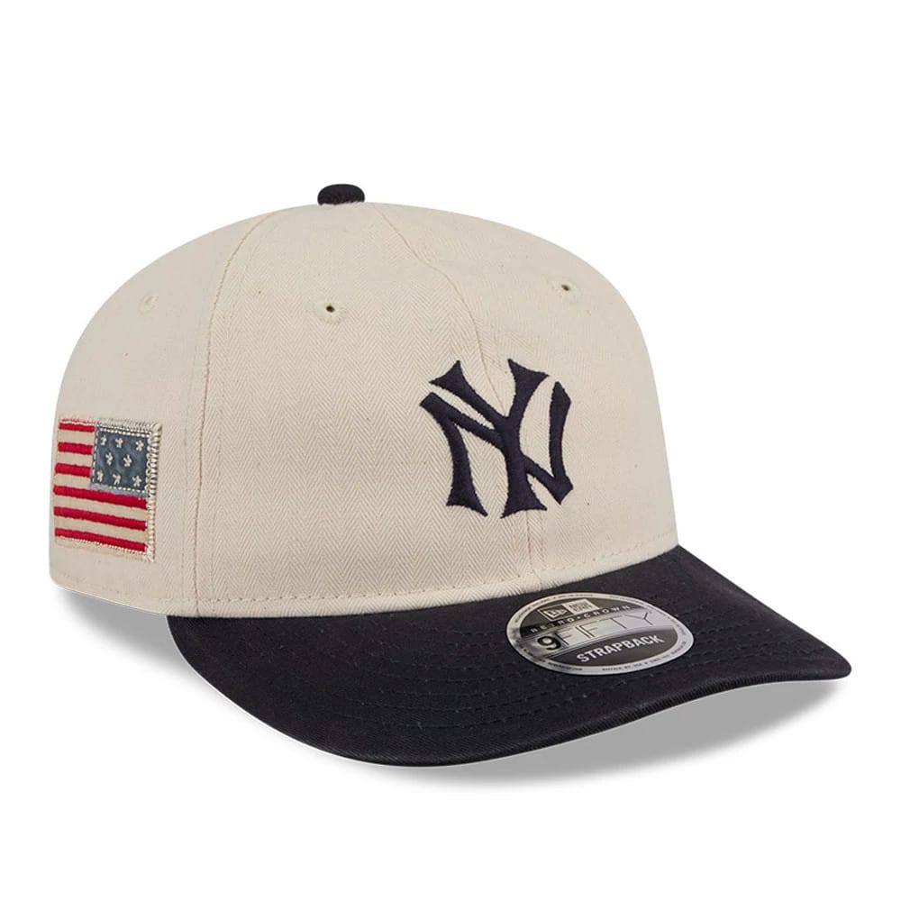 New York Yankees MLB Americana Herringbone White Retro Crown 9FIFTY Adjustable Cap-klyvox