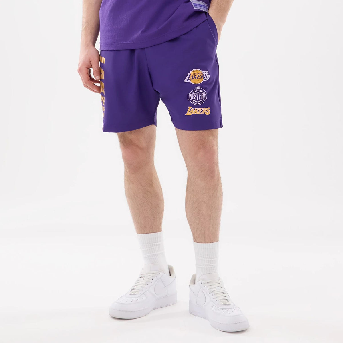 LA Lakers NBA Match Purple Oversized Shorts-klyvox