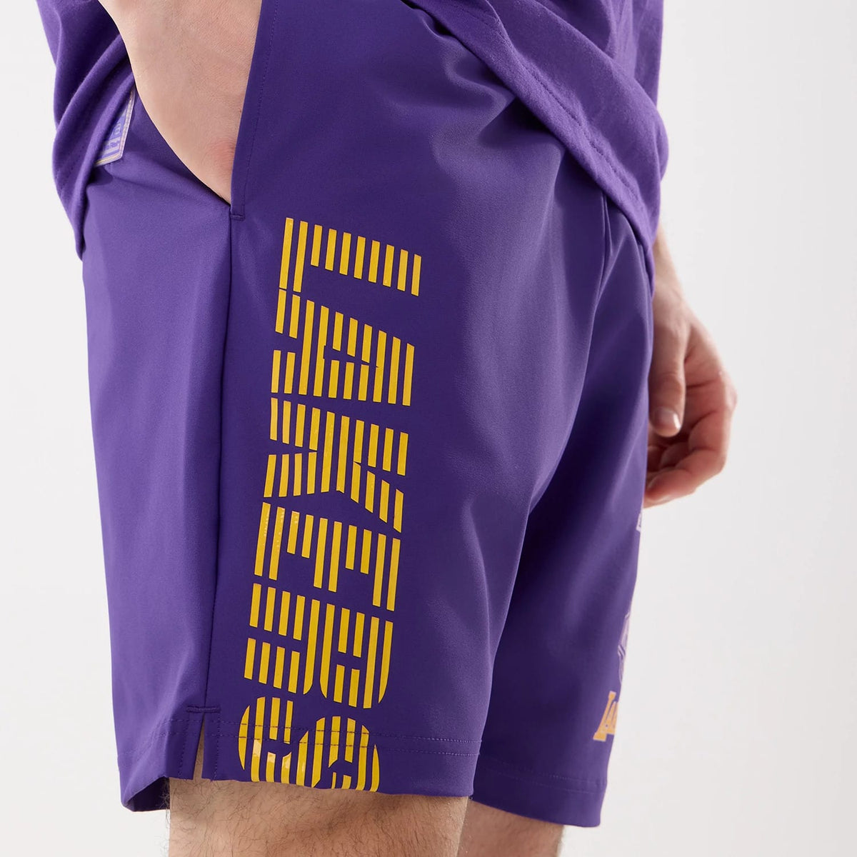 LA Lakers NBA Match Purple Oversized Shorts-klyvox