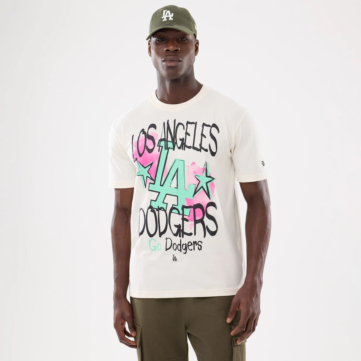 LA Dodgers MLB Street Art Graphic Light Beige T-Shirt-klyvox