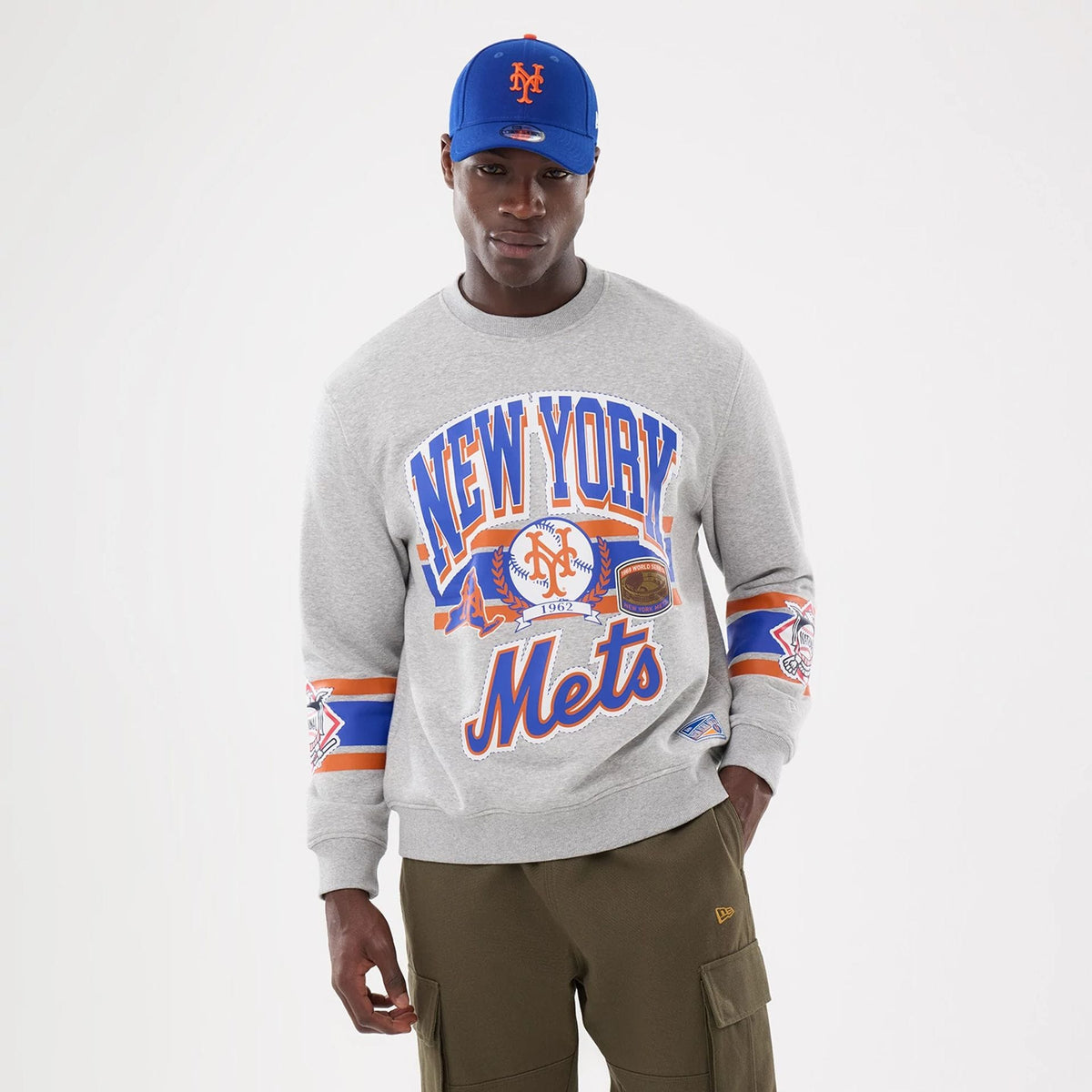 New York Mets MLB Sport Classic Grey Crew Neck Sweater-klyvox