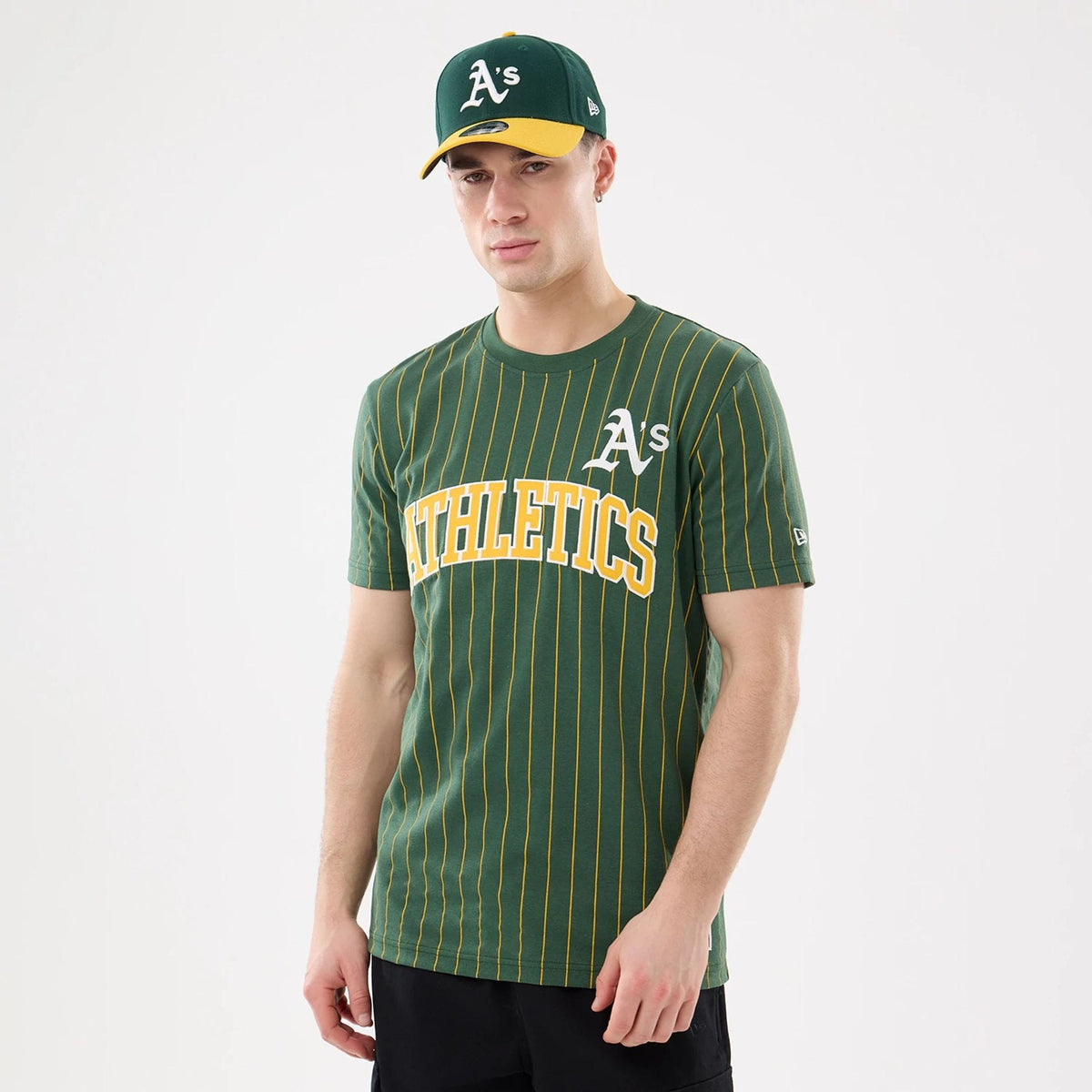 Athletics MLB Pinstripe Dark Green T-Shirt-klyvox