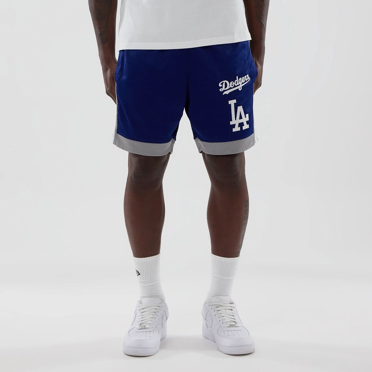 LA Dodgers MLB Dark Blue Mesh Shorts-klyvox