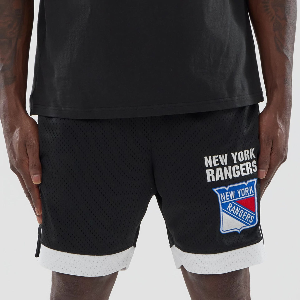 New York Rangers NHL Black Mesh Shorts-klyvox